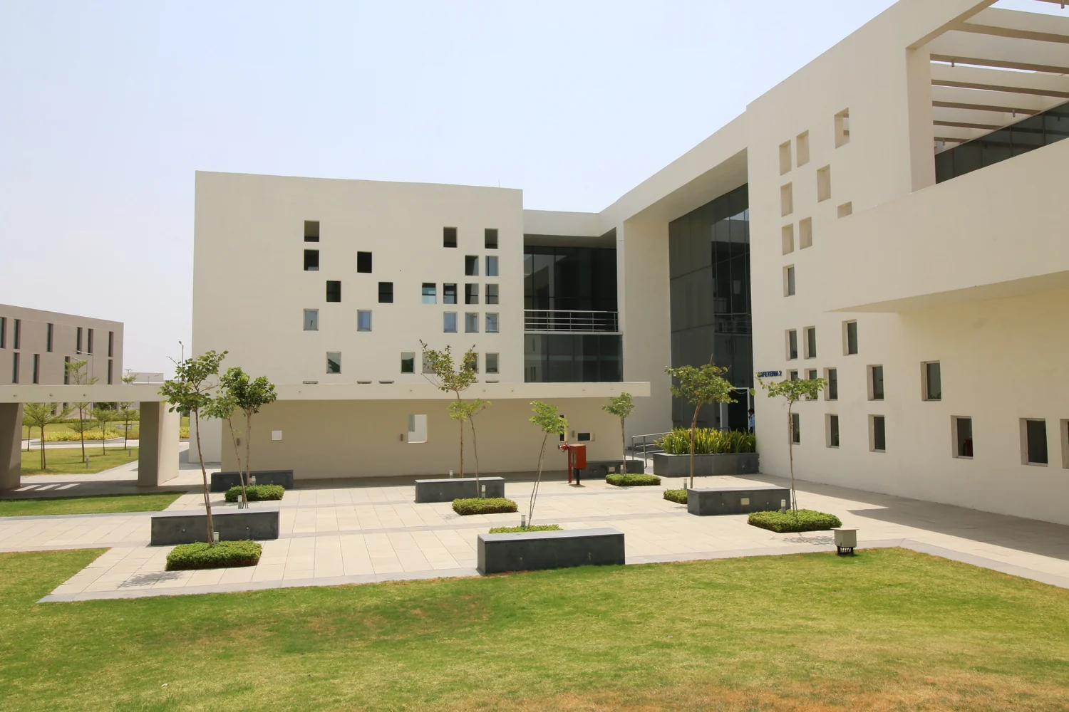 Courtyard and facades of the TCS U Blocks campus, Indore